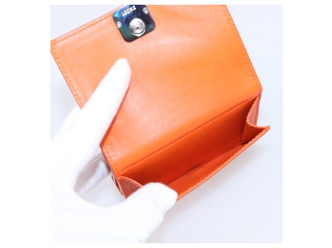 LOEWE Kompaktes Portemonnaie Leder Orange Silber Auth 207651V - Ansicht 10