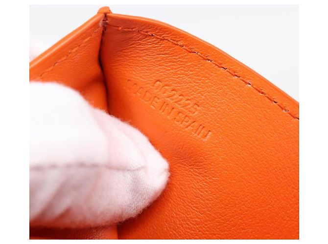 LOEWE Kompaktes Portemonnaie Leder Orange Silber Auth 207651V - Ansicht 11