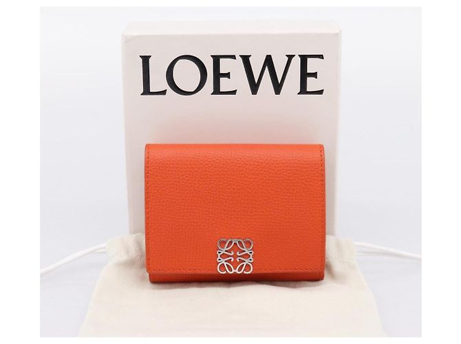 LOEWE Kompaktes Portemonnaie Leder Orange Silber Auth 207651V - Ansicht 12