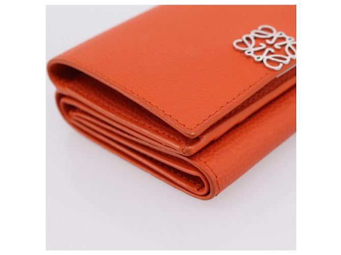 LOEWE Kompaktes Portemonnaie Leder Orange Silber Auth 207651V - Ansicht 14