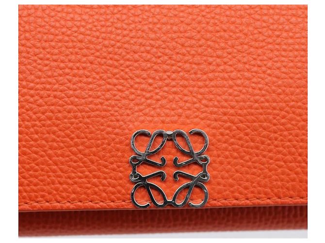 LOEWE Kompaktes Portemonnaie Leder Orange Silber Auth 207651V - Ansicht 17