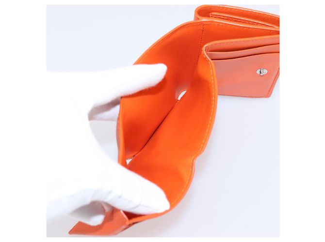 LOEWE Kompaktes Portemonnaie Leder Orange Silber Auth 207651V - Ansicht 19
