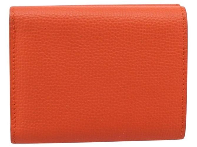 LOEWE Kompaktes Portemonnaie Leder Orange Silber Auth 207651V - Ansicht 2