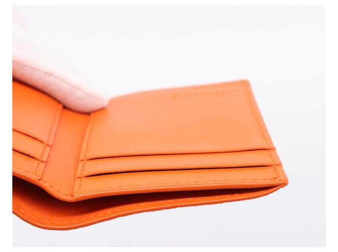 LOEWE Kompaktes Portemonnaie Leder Orange Silber Auth 207651V - Ansicht 20