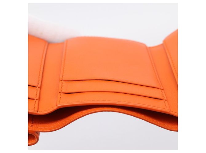 LOEWE Kompaktes Portemonnaie Leder Orange Silber Auth 207651V - Ansicht 22