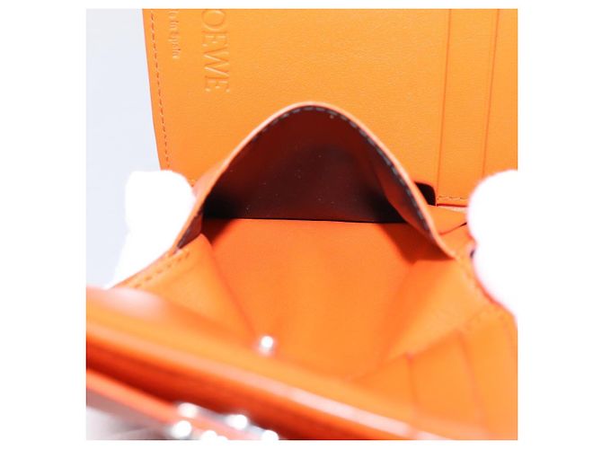 LOEWE Kompaktes Portemonnaie Leder Orange Silber Auth 207651V - Ansicht 23