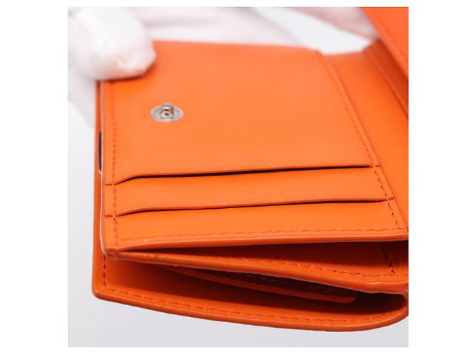 LOEWE Kompaktes Portemonnaie Leder Orange Silber Auth 207651V - Ansicht 24