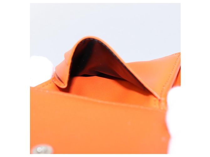 LOEWE Kompaktes Portemonnaie Leder Orange Silber Auth 207651V - Ansicht 25