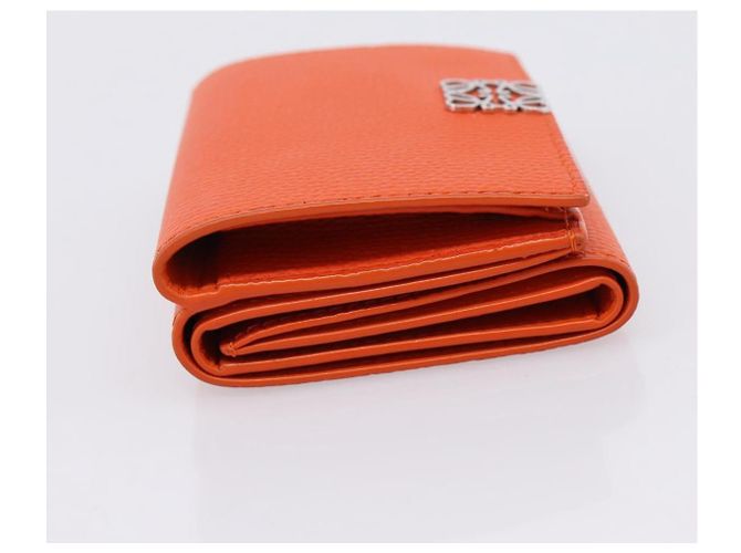 LOEWE Kompaktes Portemonnaie Leder Orange Silber Auth 207651V - Ansicht 3