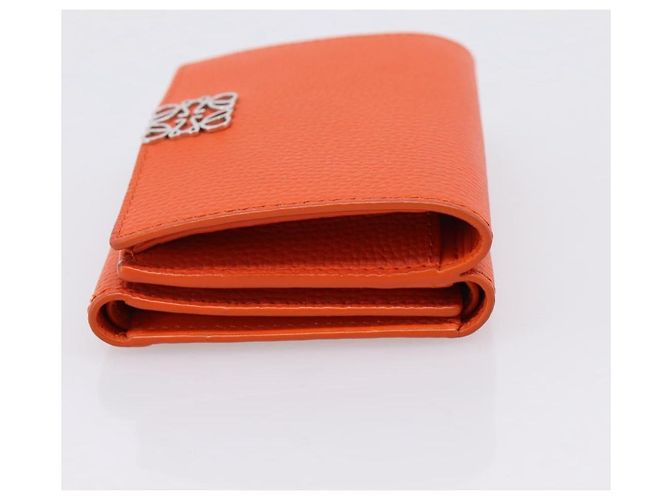 LOEWE Kompaktes Portemonnaie Leder Orange Silber Auth 207651V - Ansicht 4