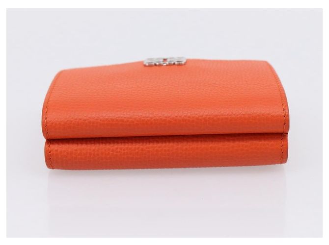 LOEWE Kompaktes Portemonnaie Leder Orange Silber Auth 207651V - Ansicht 5