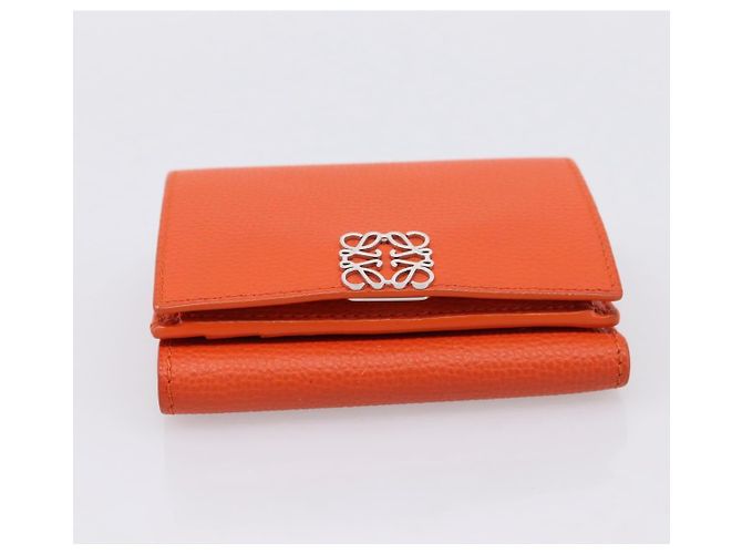 LOEWE Kompaktes Portemonnaie Leder Orange Silber Auth 207651V - Ansicht 6