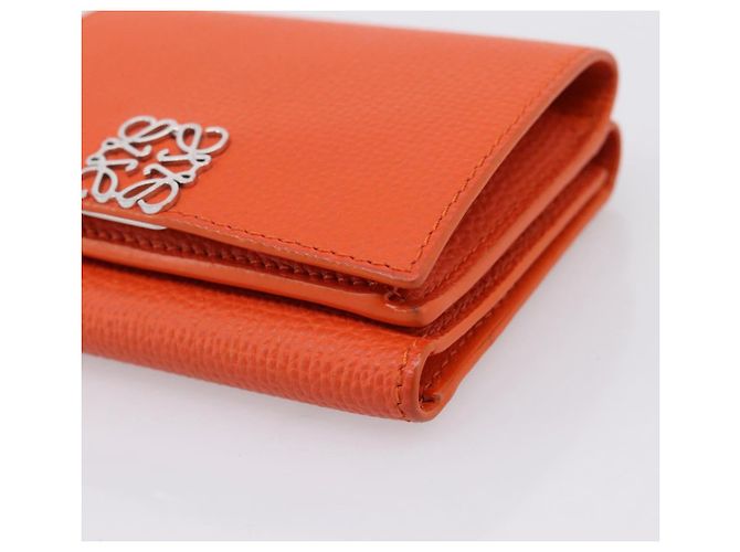 LOEWE Kompaktes Portemonnaie Leder Orange Silber Auth 207651V - Ansicht 7