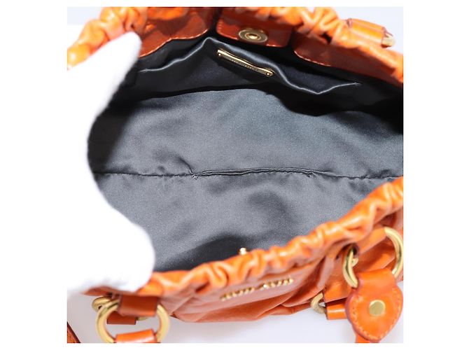 Borsa a mano Miu Miu con fiocco laterale in pelle 2way Orange Gold Auth am12762V D'oro Arancione - vista 10