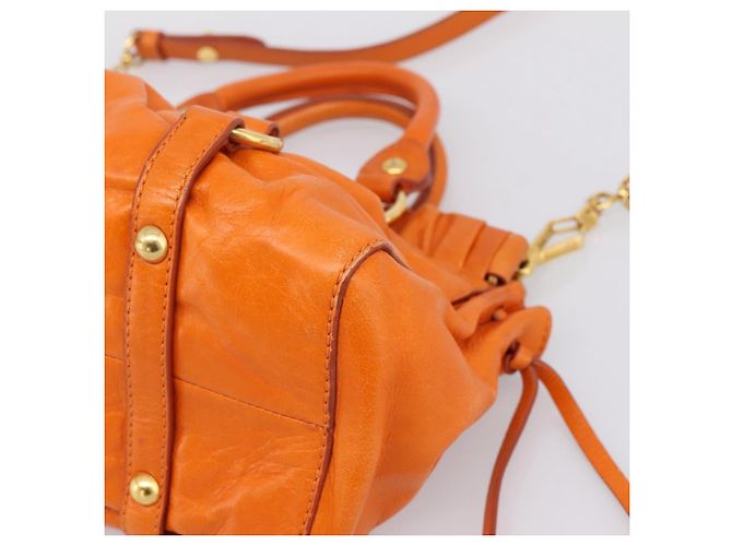 Borsa a mano Miu Miu con fiocco laterale in pelle 2way Orange Gold Auth am12762V D'oro Arancione - vista 16