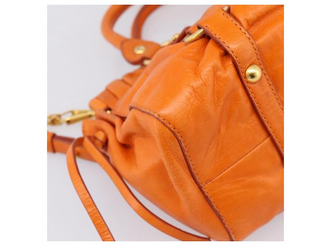 Borsa a mano Miu Miu con fiocco laterale in pelle 2way Orange Gold Auth am12762V D'oro Arancione - vista 19
