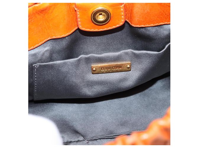 Borsa a mano Miu Miu con fiocco laterale in pelle 2way Orange Gold Auth am12762V D'oro Arancione - vista 21