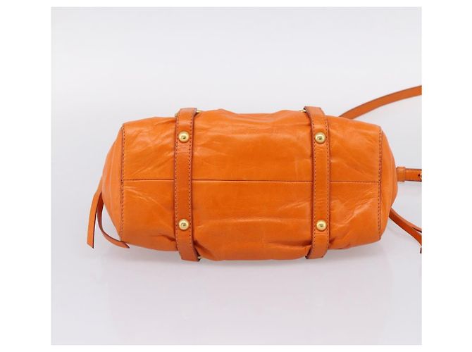 Borsa a mano Miu Miu con fiocco laterale in pelle 2way Orange Gold Auth am12762V D'oro Arancione - vista 5