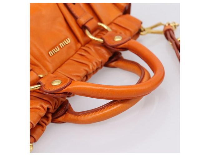 Borsa a mano Miu Miu con fiocco laterale in pelle 2way Orange Gold Auth am12762V D'oro Arancione - vista 7