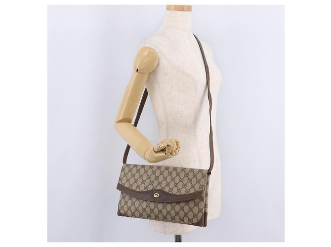 Borsa a tracolla GUCCI GG Supreme PVC Beige Oro 56 02 504 Auth 205220 D'oro - vista 36