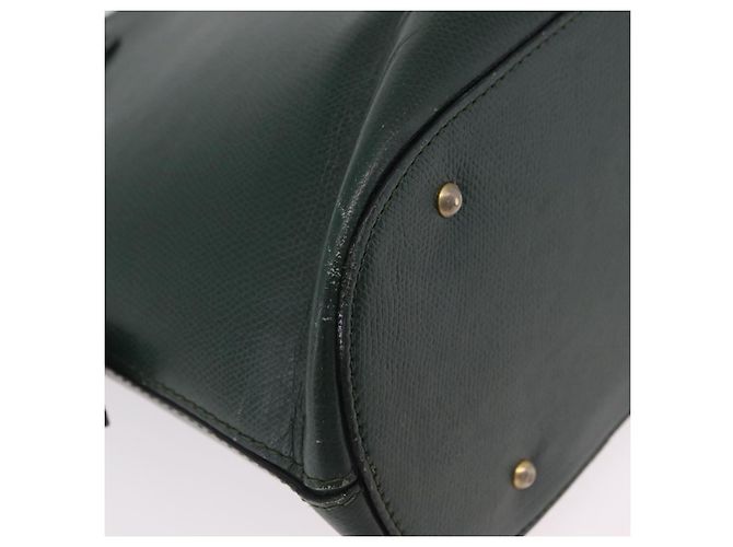Céline Bolsa de mão CELINE em couro 2way Verde Ouro Auth 206449A Dourado - vista 13