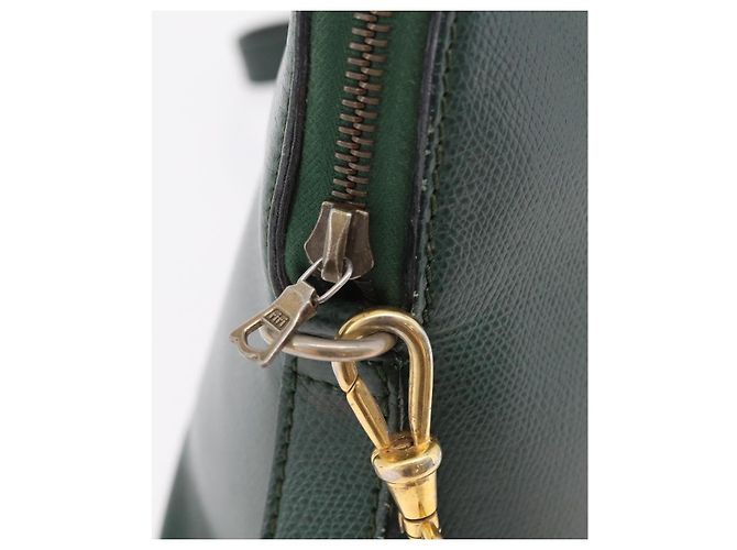 Céline Bolsa de mão CELINE em couro 2way Verde Ouro Auth 206449A Dourado - vista 17