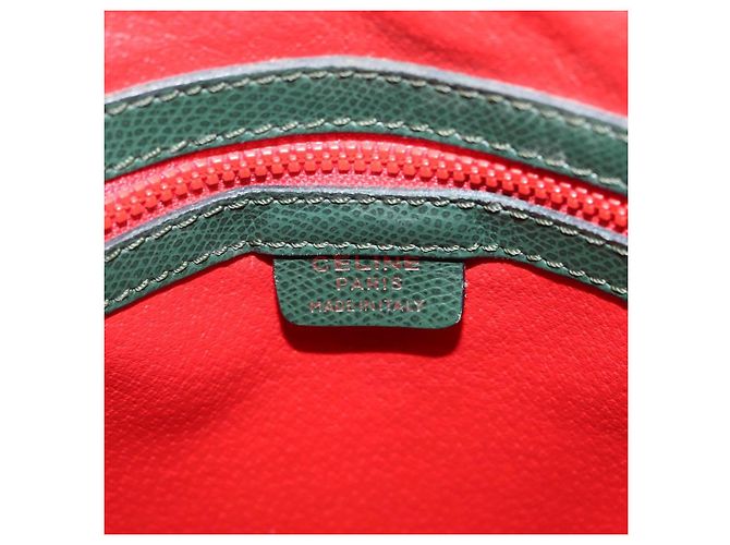 Céline Bolsa de mão CELINE em couro 2way Verde Ouro Auth 206449A Dourado - vista 18