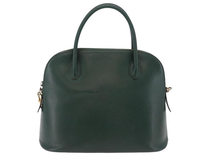 Céline Bolsa de mão CELINE em couro 2way Verde Ouro Auth 206449A Dourado - vista 2