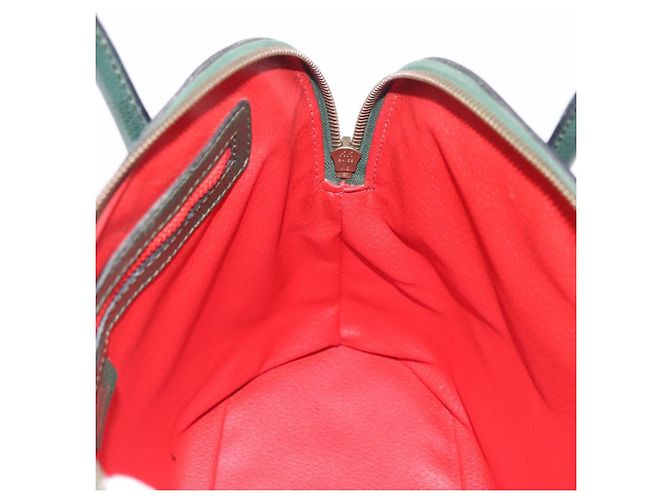 Céline Bolsa de mão CELINE em couro 2way Verde Ouro Auth 206449A Dourado - vista 20