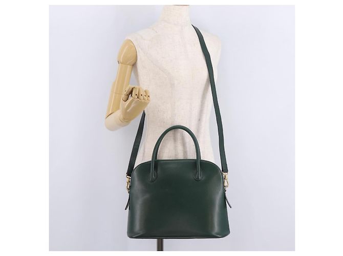 Céline Bolsa de mão CELINE em couro 2way Verde Ouro Auth 206449A Dourado - vista 25