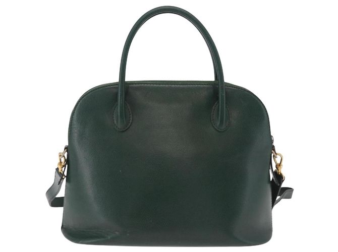 Céline Bolsa de mão CELINE em couro 2way Verde Ouro Auth 206449A Dourado - vista 3