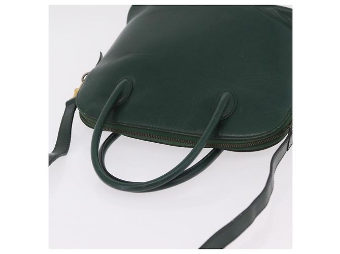 Céline Bolsa de mão CELINE em couro 2way Verde Ouro Auth 206449A Dourado - vista 6