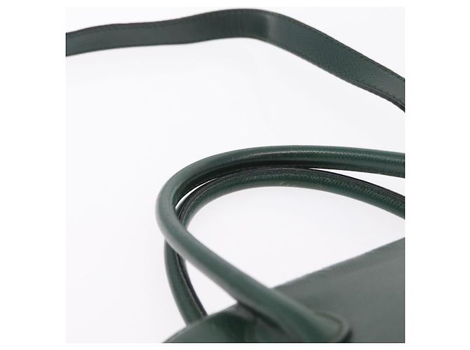 Céline Bolsa de mão CELINE em couro 2way Verde Ouro Auth 206449A Dourado - vista 8