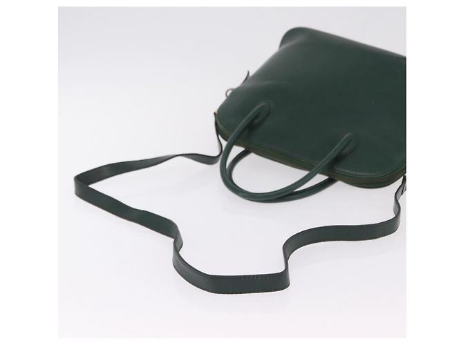 Céline Bolsa de mão CELINE em couro 2way Verde Ouro Auth 206449A Dourado - vista 9