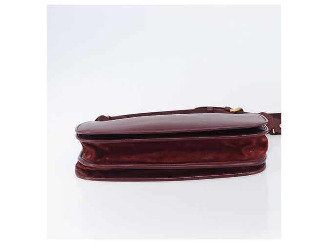 Borsa a tracolla Cartier in pelle Bordeaux tono oro Auth BA16089 Bordò - vista 10