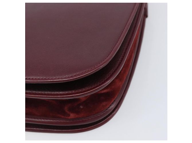 Borsa a tracolla Cartier in pelle Bordeaux tono oro Auth BA16089 Bordò - vista 11