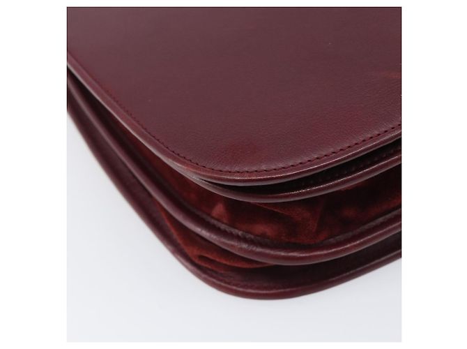 Borsa a tracolla Cartier in pelle Bordeaux tono oro Auth BA16089 Bordò - vista 12
