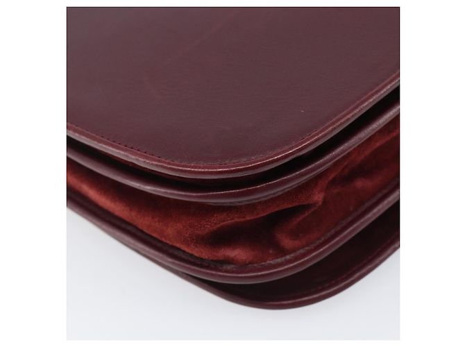 Borsa a tracolla Cartier in pelle Bordeaux tono oro Auth BA16089 Bordò - vista 14