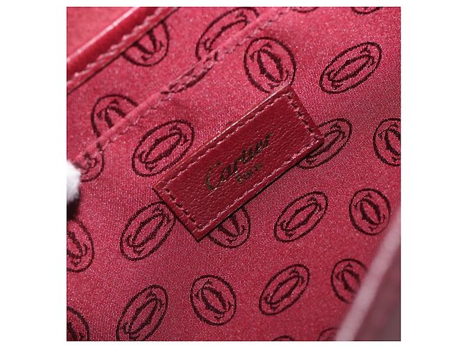 Borsa a tracolla Cartier in pelle Bordeaux tono oro Auth BA16089 Bordò - vista 16