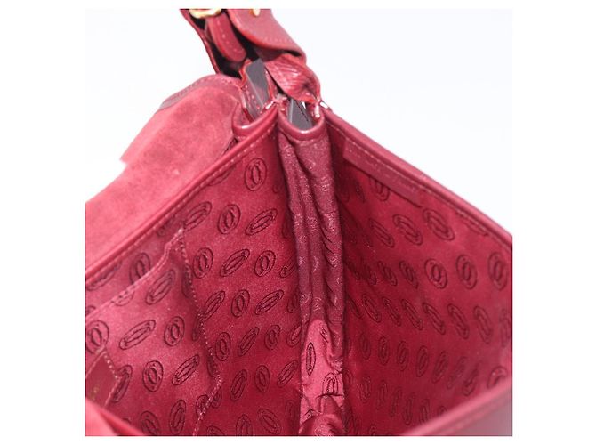 Borsa a tracolla Cartier in pelle Bordeaux tono oro Auth BA16089 Bordò - vista 18