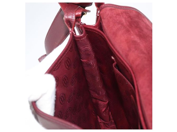 Borsa a tracolla Cartier in pelle Bordeaux tono oro Auth BA16089 Bordò - vista 19