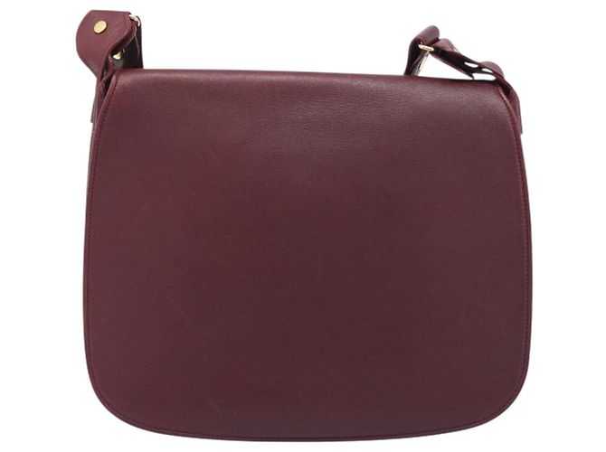 Borsa a tracolla Cartier in pelle Bordeaux tono oro Auth BA16089 Bordò - vista 2