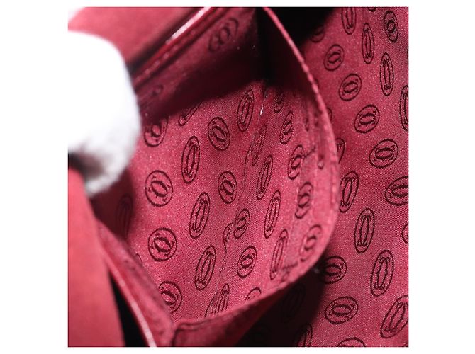 Borsa a tracolla Cartier in pelle Bordeaux tono oro Auth BA16089 Bordò - vista 20