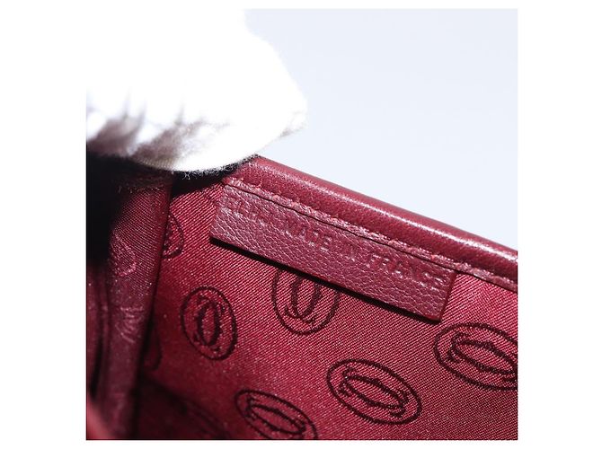 Borsa a tracolla Cartier in pelle Bordeaux tono oro Auth BA16089 Bordò - vista 22