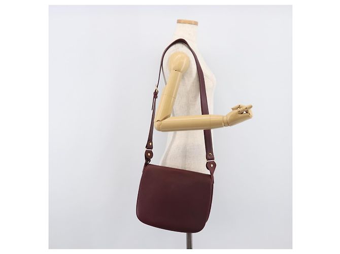 Borsa a tracolla Cartier in pelle Bordeaux tono oro Auth BA16089 Bordò - vista 23