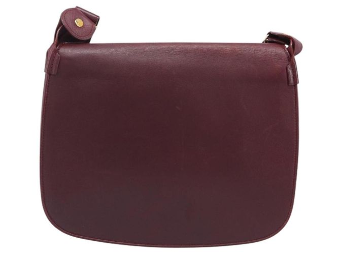 Borsa a tracolla Cartier in pelle Bordeaux tono oro Auth BA16089 Bordò - vista 3