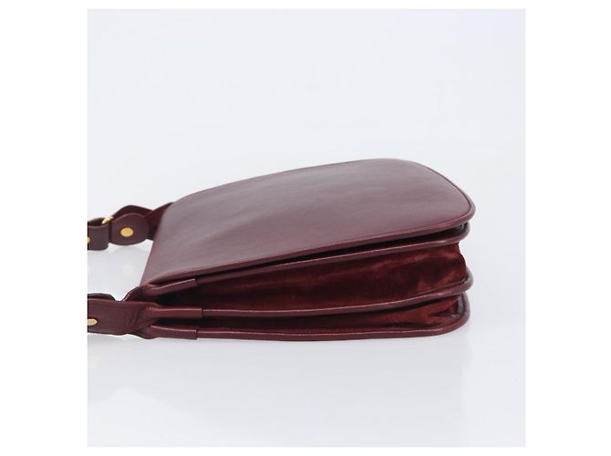 Borsa a tracolla Cartier in pelle Bordeaux tono oro Auth BA16089 Bordò - vista 5