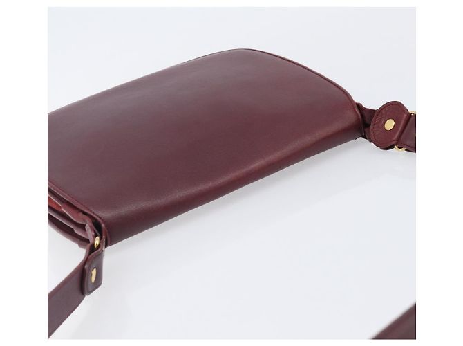 Borsa a tracolla Cartier in pelle Bordeaux tono oro Auth BA16089 Bordò - vista 6