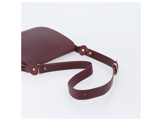Borsa a tracolla Cartier in pelle Bordeaux tono oro Auth BA16089 Bordò - vista 7