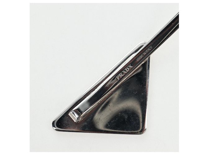 PRADA Haarklammern 2er Set Haarspangen Metall Silber Blau Auth 206677M - Ansicht 10